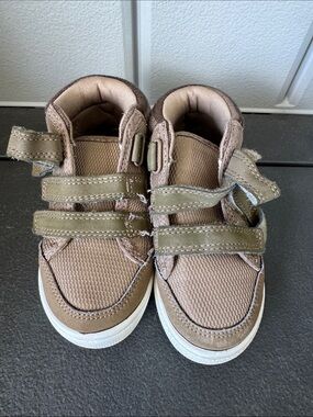 Kids Brown/Tan Velcro High-Top Boots
